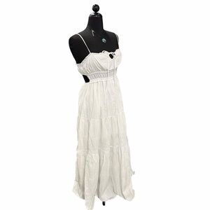 Blush & Day White Tiered Maxi Dress Size M Cottagecore